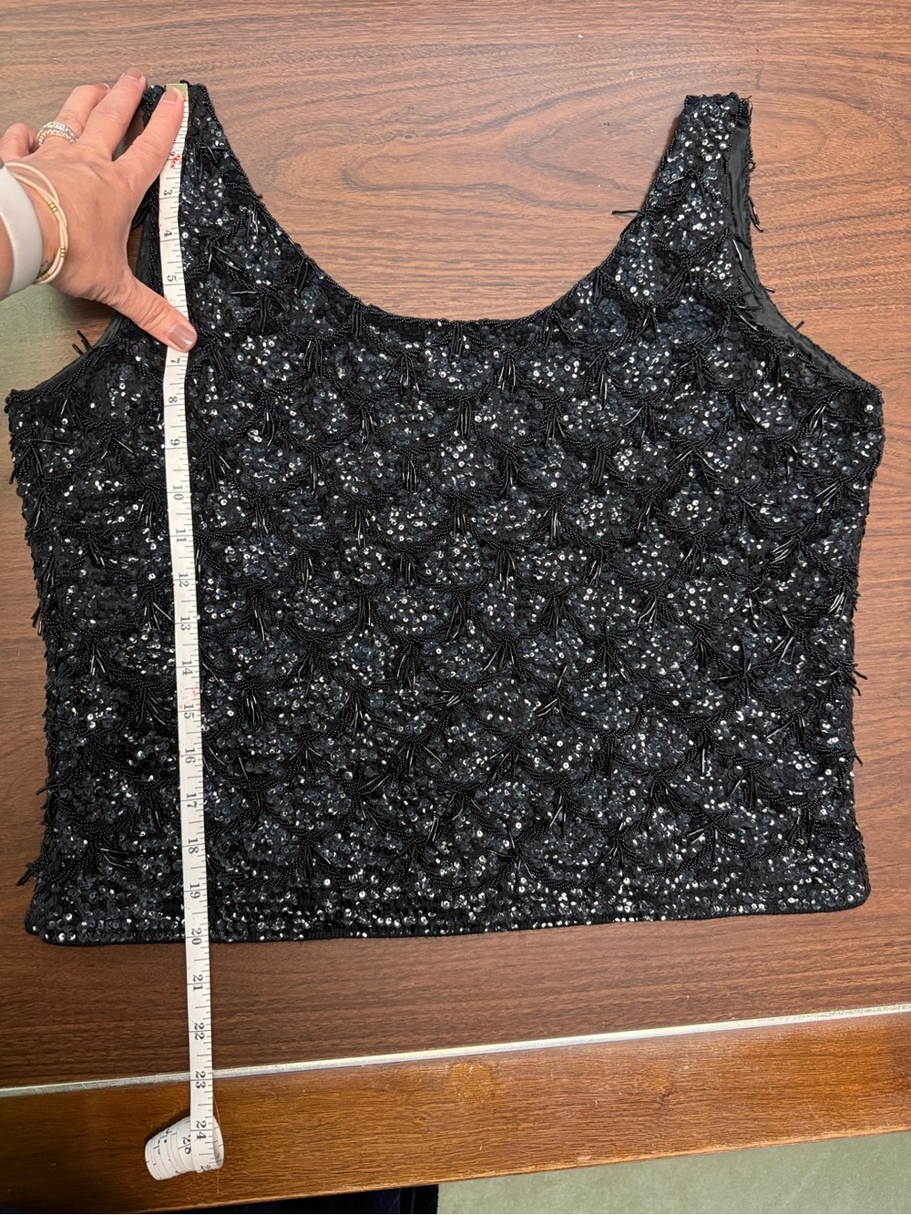 Vintage 60s/70s Black Hand-Beaded Tank Top - Women - Picture 12 of 13